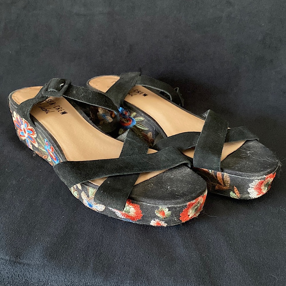 Chelsea Crew Black Label velvet strap sandals